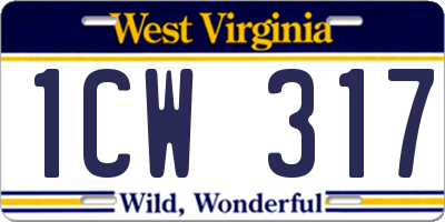 WV license plate 1CW317