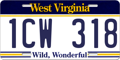 WV license plate 1CW318
