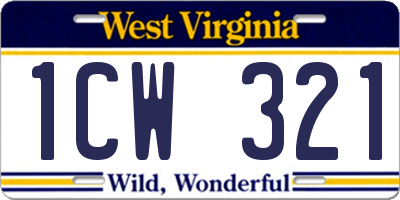 WV license plate 1CW321