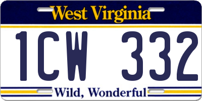 WV license plate 1CW332