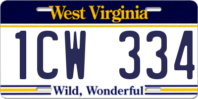 WV license plate 1CW334