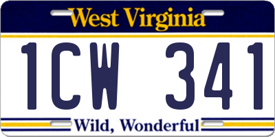 WV license plate 1CW341