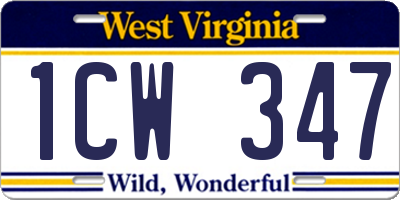WV license plate 1CW347