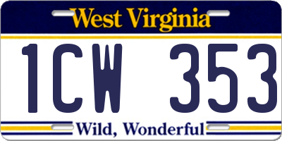WV license plate 1CW353