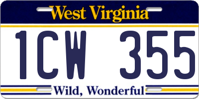 WV license plate 1CW355