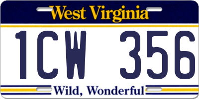 WV license plate 1CW356