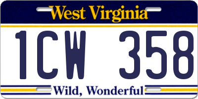 WV license plate 1CW358