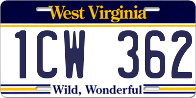 WV license plate 1CW362