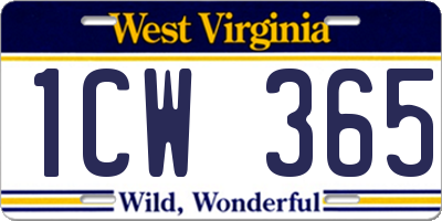WV license plate 1CW365