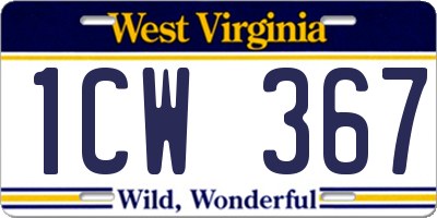 WV license plate 1CW367