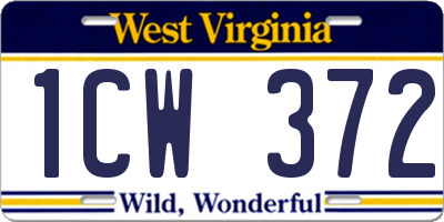 WV license plate 1CW372