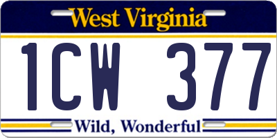 WV license plate 1CW377