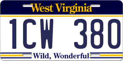 WV license plate 1CW380
