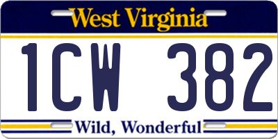 WV license plate 1CW382