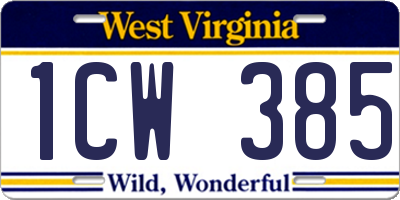WV license plate 1CW385