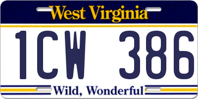 WV license plate 1CW386