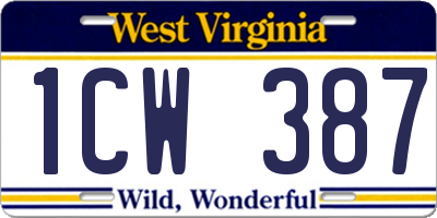WV license plate 1CW387