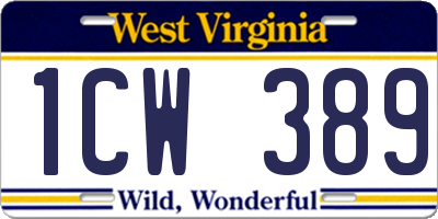 WV license plate 1CW389