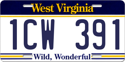 WV license plate 1CW391