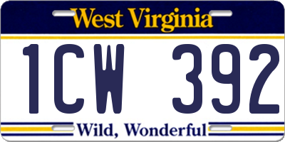 WV license plate 1CW392