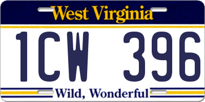 WV license plate 1CW396