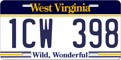 WV license plate 1CW398