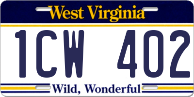 WV license plate 1CW402