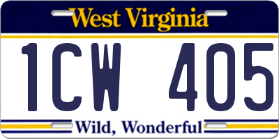 WV license plate 1CW405
