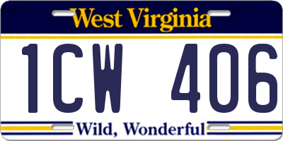 WV license plate 1CW406