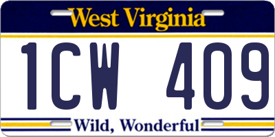 WV license plate 1CW409