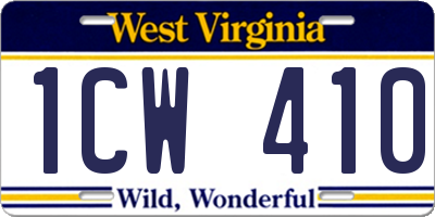 WV license plate 1CW410