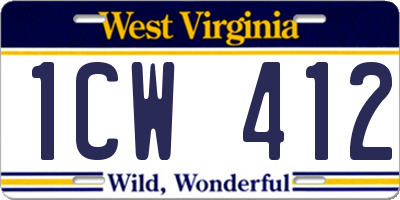 WV license plate 1CW412