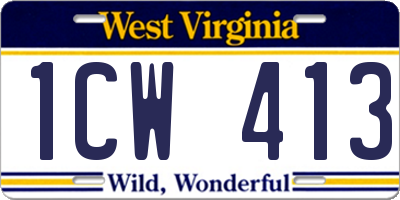 WV license plate 1CW413
