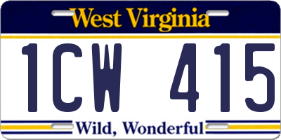 WV license plate 1CW415