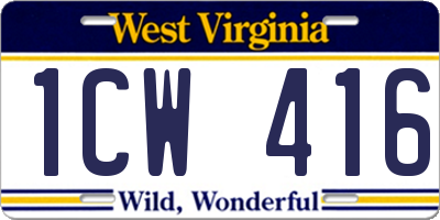 WV license plate 1CW416