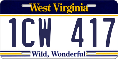 WV license plate 1CW417