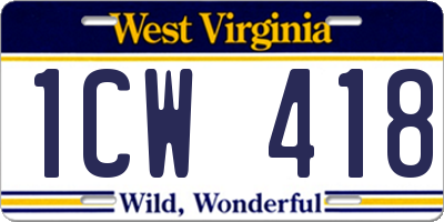 WV license plate 1CW418