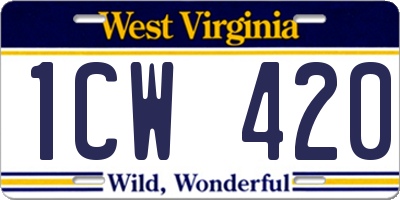 WV license plate 1CW420
