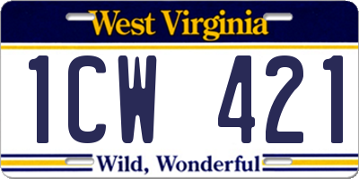 WV license plate 1CW421
