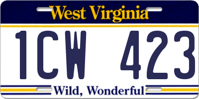 WV license plate 1CW423