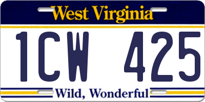 WV license plate 1CW425