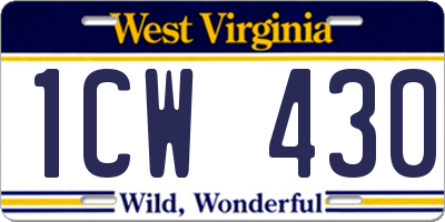 WV license plate 1CW430