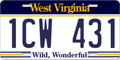 WV license plate 1CW431