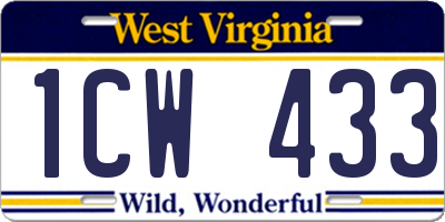 WV license plate 1CW433