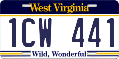 WV license plate 1CW441