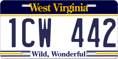 WV license plate 1CW442