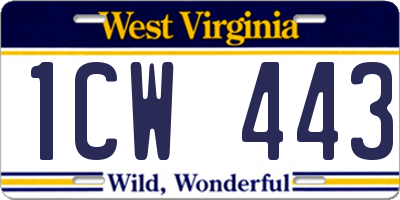 WV license plate 1CW443
