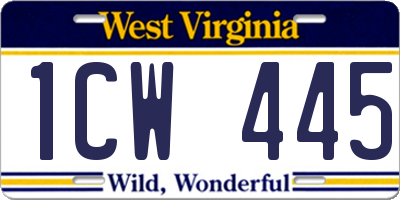 WV license plate 1CW445