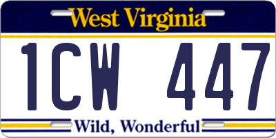 WV license plate 1CW447
