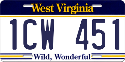 WV license plate 1CW451